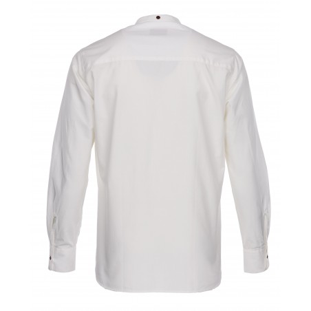 Mandarin Collar Shirt 100% Cotton White - 1923 Buccanoy Shirt White Chambray - Pike Brothers