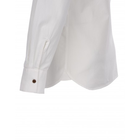 Mandarin Collar Shirt 100% Cotton White - 1923 Buccanoy Shirt White Chambray - Pike Brothers