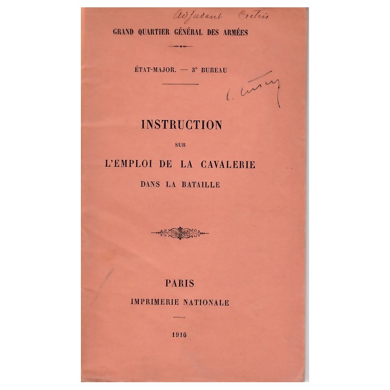 Instructie over de Inzet van de Cavalerie in de...