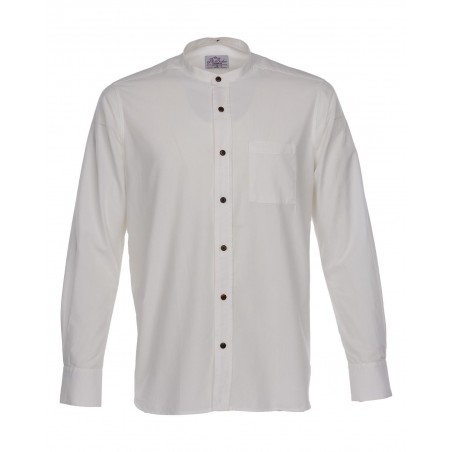 Mandarin Collar Shirt 100% Cotton White - 1923 Buccanoy Shirt White Chambray - Pike Brothers