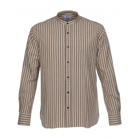 Grey 100% Cotton Mao Collar Shirt - 1923 Buccanoy Shirt Iwaki Grey - Pike Brothers