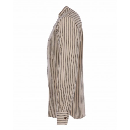 Grey 100% Cotton Mao Collar Shirt - 1923 Buccanoy Shirt Iwaki Grey - Pike Brothers
