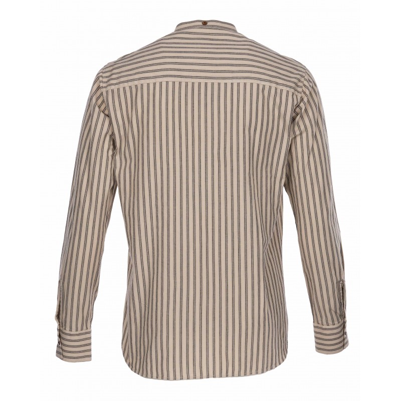 Graues Hemd mit Mao-Kragen 100 % Baumwolle -...