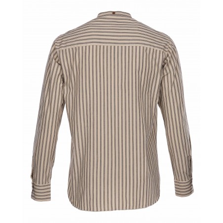 Graues Hemd mit Mao-Kragen 100 % Baumwolle - 1923 Buccanoy Shirt Iwaki Grey - Pike Brothers