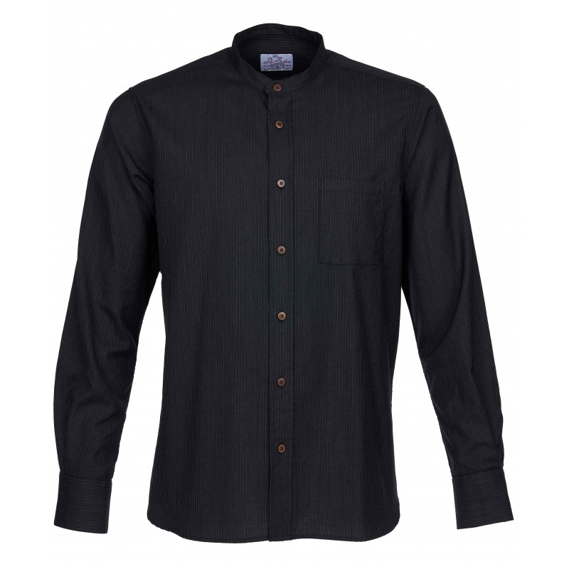 Black Mao Collar Shirt 100% Wool - 1923...