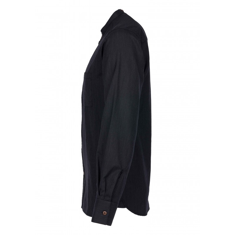Schwarzes Hemd mit Mao-Kragen 100 % Wolle -...