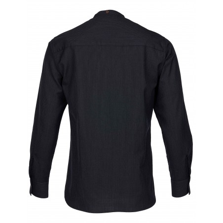Schwarzes Hemd mit Mao-Kragen 100 % Wolle - 1923 Buccanoy Shirt Palmeira Black - Pike Brothers