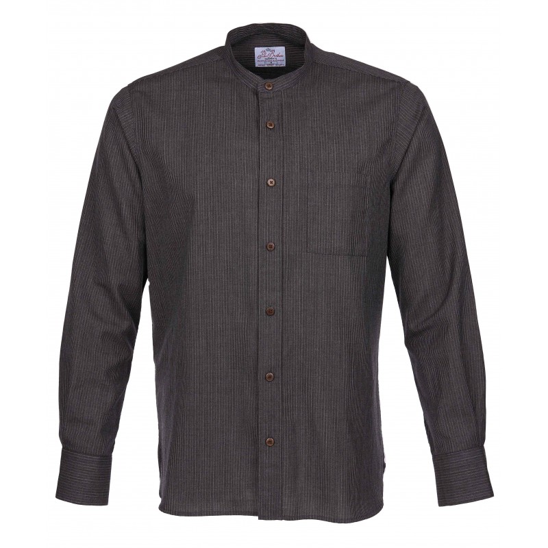 Hemd Mao-Kragen 100% Wolle braun - 1923...