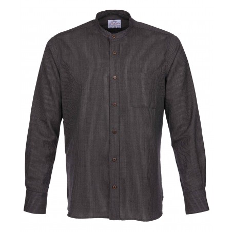 Overhemd mao-kraag 100% wol bruin - 1923 Buccanoy Shirt Palmeira brown - Pike Brothers