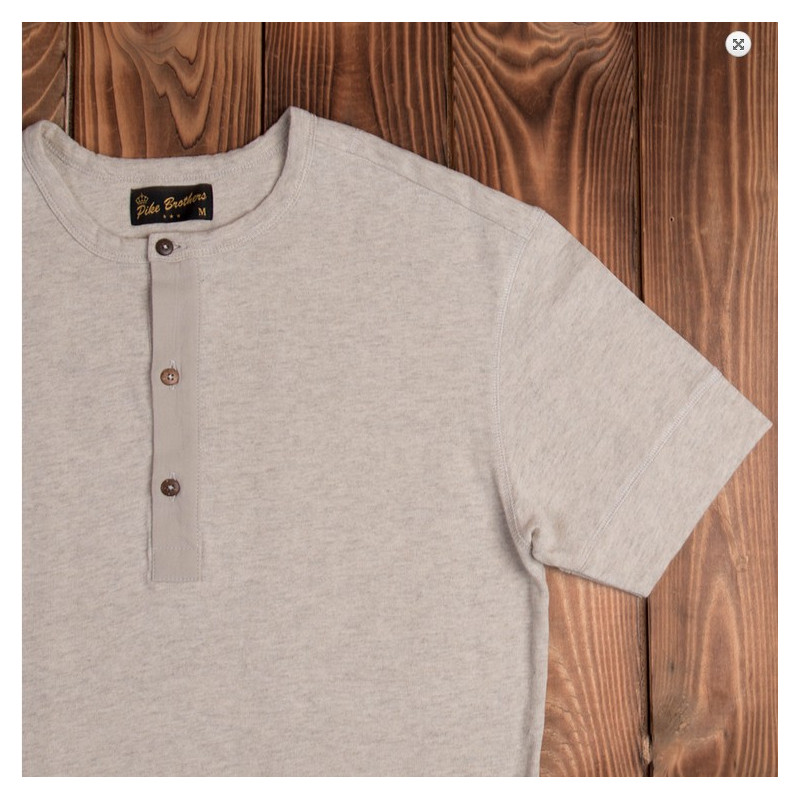 Kurzärmeliges Henley-T-Shirt in Ecru-Melange – 1927 Henley Shirt Short Sleeve Ecru Melange