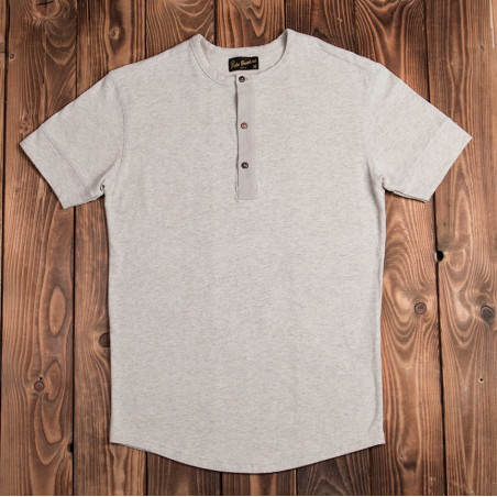 Kurzärmeliges Henley-T-Shirt in Ecru-Melange – 1927 Henley Shirt Short Sleeve Ecru Melange