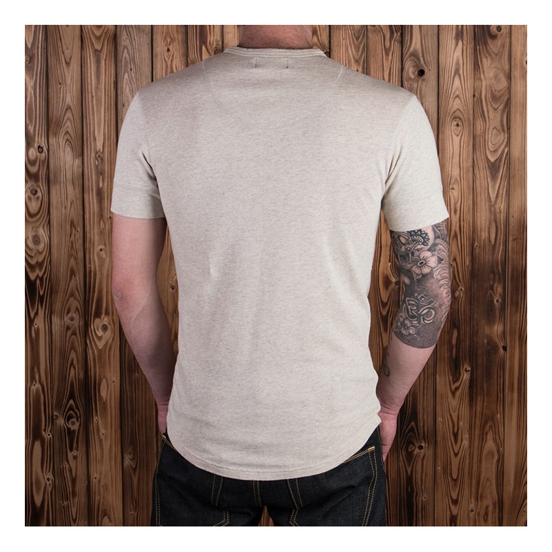 T-shirt met knoopsluiting korte mouwen ecru gemêleerd – 1927 Henley Shirt short Sleeve ecru melange