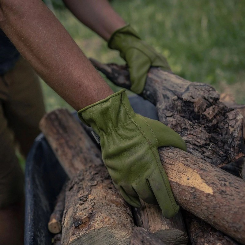 Olive Green Leather Gloves - Leather Classic...