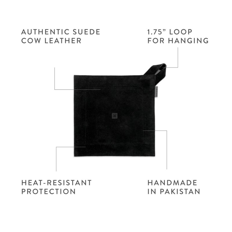 Pannenlap zwart - LEATHER HOT PAD BLACK -...
