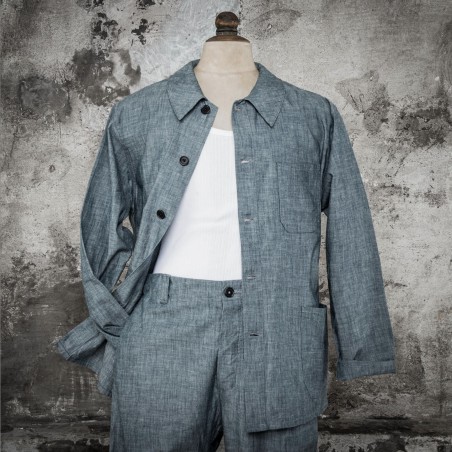 OVERSHIRT JACKET "LE NERVI" IN CHAMBRAY - Fleurs de Bagne