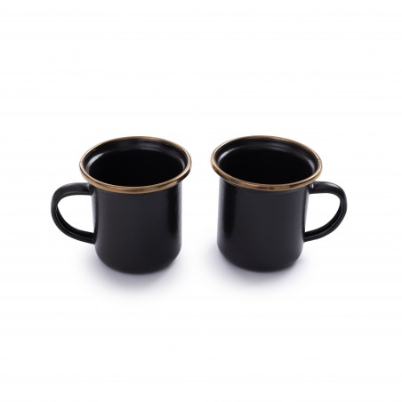 Espresso-Kaffeetassen aus emailliertem Stahl in Anthrazit – Barebones Living