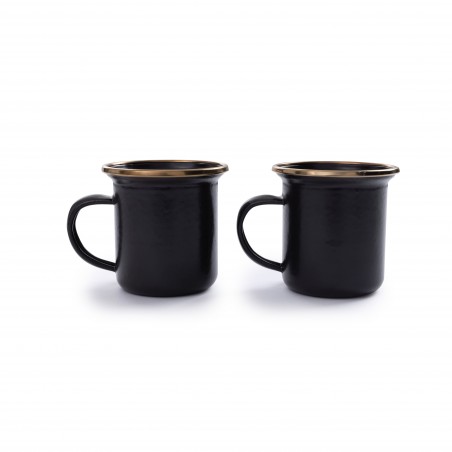 Espresso-Kaffeetassen aus emailliertem Stahl in Anthrazit – Barebones Living