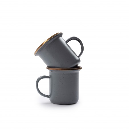 Grey Enamel Steel Espresso Coffee Cups - Barebones Living