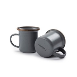 Espresso Koffiekopjes Geëmailleerd Staal grijze kleur -...