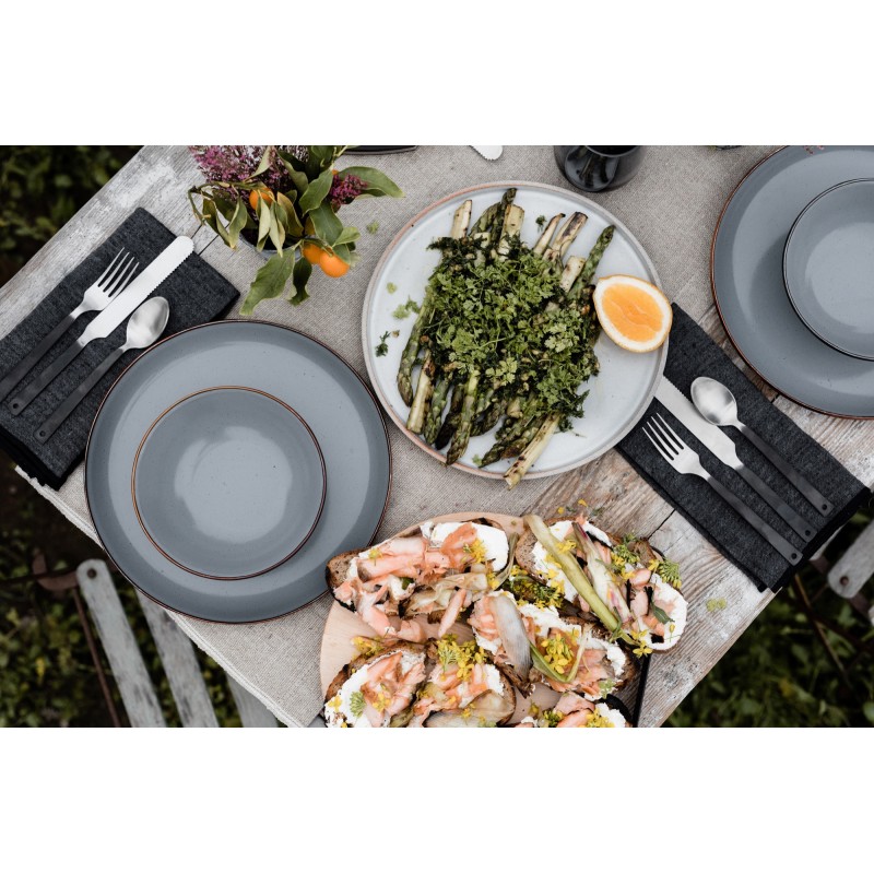 Set de 6 couverts manches finition carbone mat...