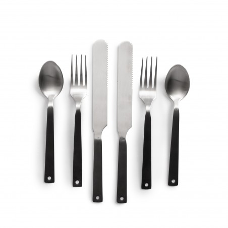 Set of 6 Cutlery with Matte Carbon Finish Handles – Barebones Living