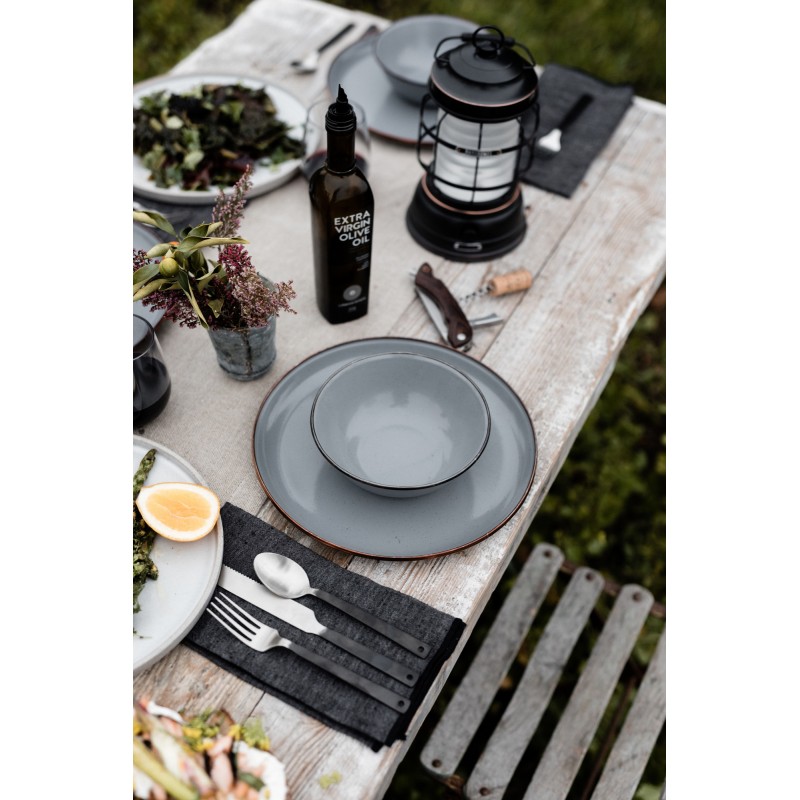 Set de 6 couverts manches finition carbone mat...