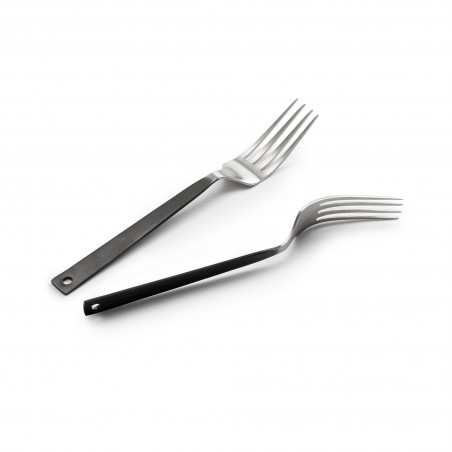 6-teiliges Besteck-Set mit Griffen in matter Kohlenstoff-Optik – Barebones Living
