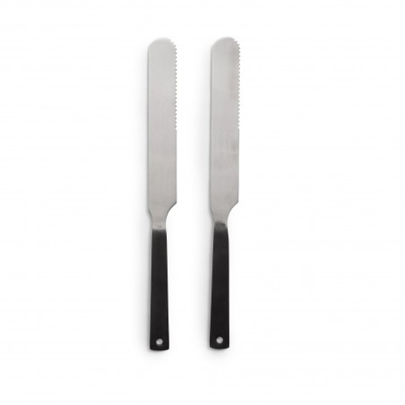 6-teiliges Besteck-Set mit Griffen in matter Kohlenstoff-Optik – Barebones Living