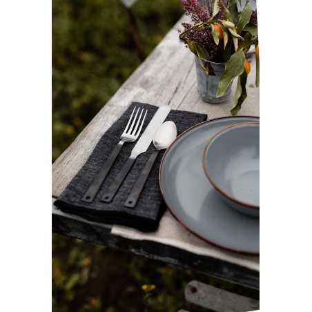 Set of 6 Cutlery with Matte Carbon Finish Handles – Barebones Living