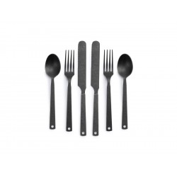 6-teiliges Besteck-Set in matter Kohlenstoff-Optik –...