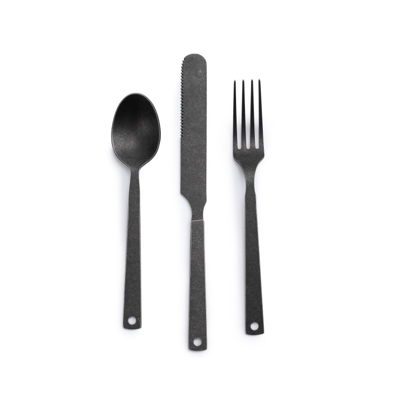 Set van 6 bestekstukken mat koolstofafwerking –...