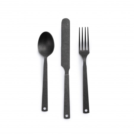 6-teiliges Besteck-Set in matter Kohlenstoff-Optik – Barebones Living