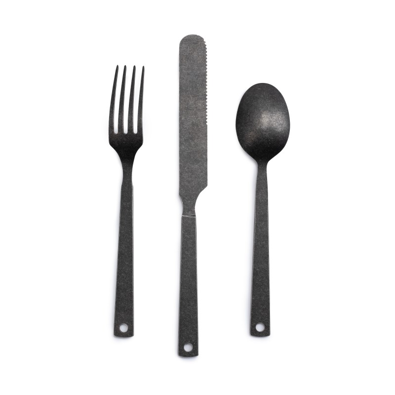 Set van 6 bestekstukken mat koolstofafwerking –...