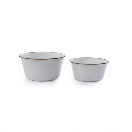2er-Set Salatschüsseln Emaillierter Stahl Farbe Eierschale – Barebones Living