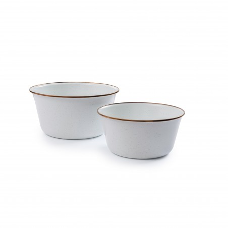 Set van 2 Saladeschalen Geëmailleerd Staal kleur Eierschaal – Barebones Living
