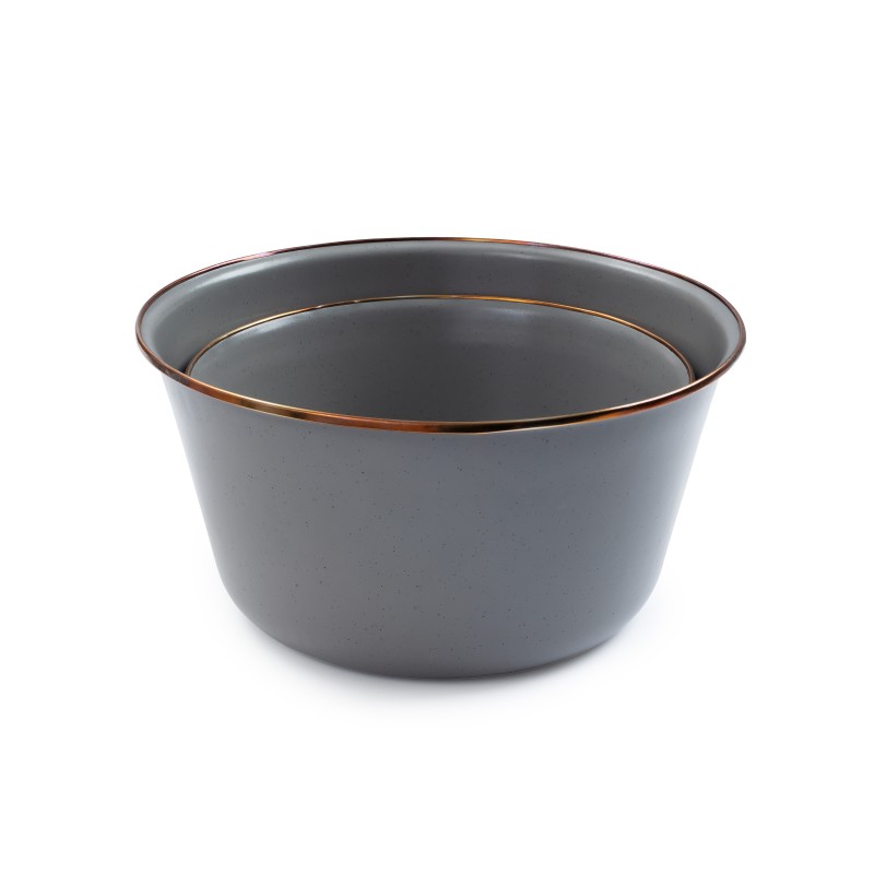 Set of 2 Grey Enamel Steel Mixing Bowls –...