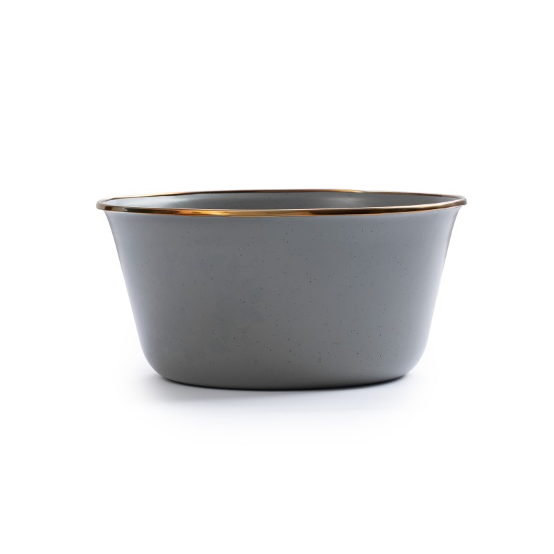 Set of 2 Grey Enamel Steel Mixing Bowls –...