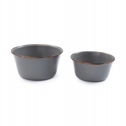 Set of 2 Grey Enamel Steel Mixing Bowls – Barebones Living