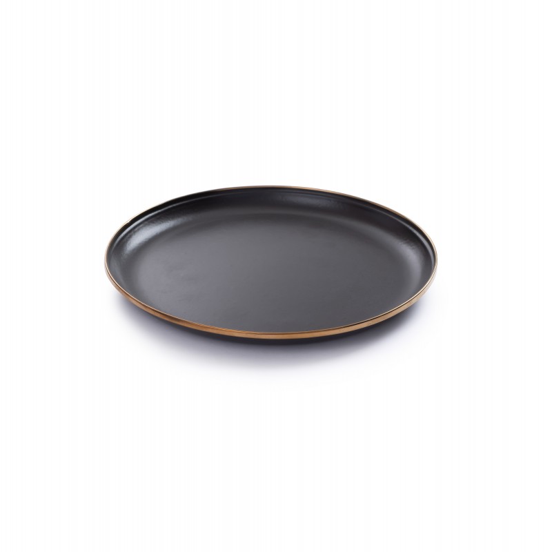 Large Charcoal Black Enamel Steel Plates –...