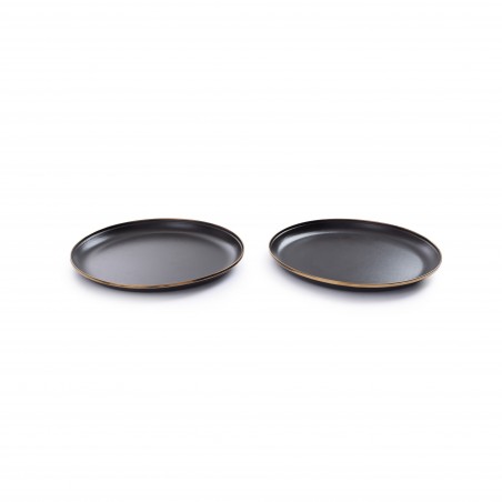 Large Charcoal Black Enamel Steel Plates – Barebones Living