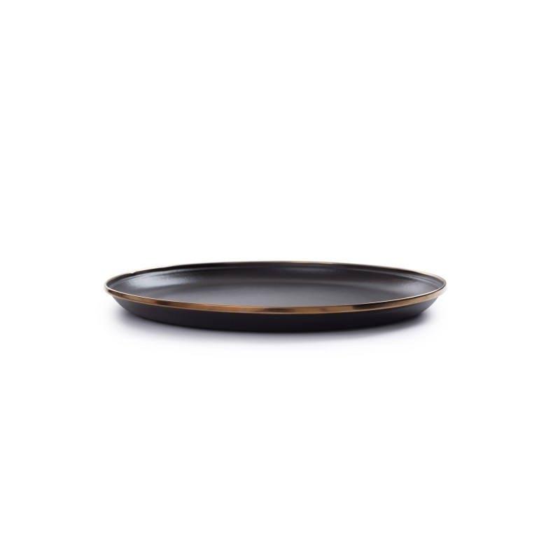 Large Charcoal Black Enamel Steel Plates –...