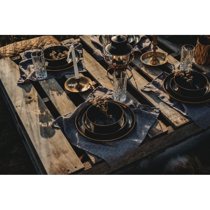 Large Charcoal Black Enamel Steel Plates –...