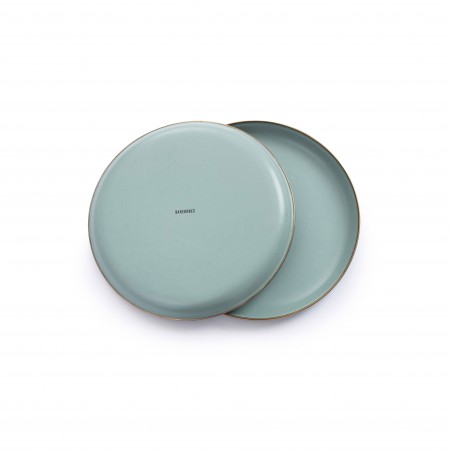Grandes assiettes en acier émaillé couleur vert menthe – Barebones Living