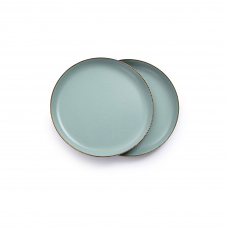Grandes assiettes en acier émaillé couleur vert menthe – Barebones Living