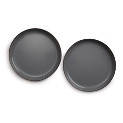 Grandes assiettes en acier émaillé couleur gris foncé –... 2