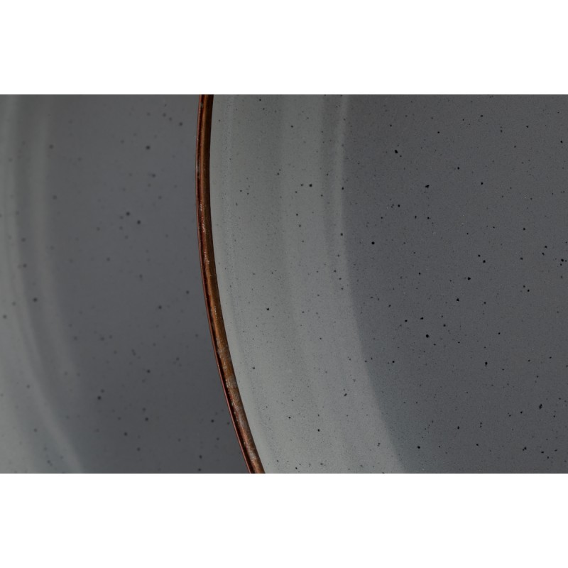 Grandes assiettes en acier émaillé couleur gris...