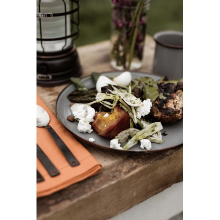 Grandes assiettes en acier émaillé couleur gris foncé – Barebones Living