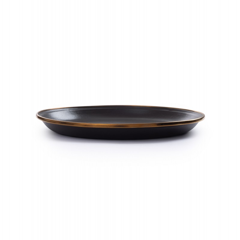 Small Enamel Steel Plates Charcoal Black –...
