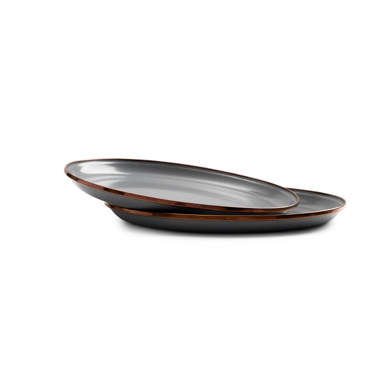 Small Enamel Steel Plates Grey – Barebones Living
