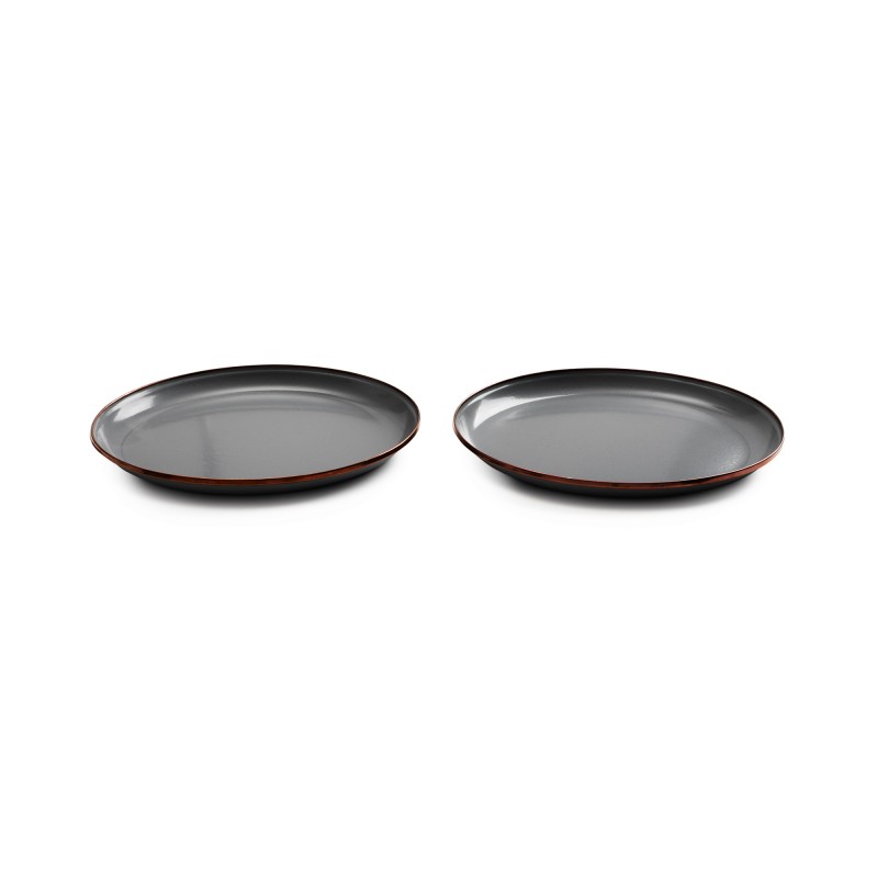 Small Enamel Steel Plates Grey – Barebones Living